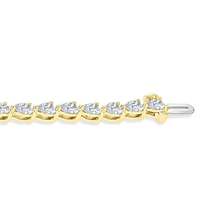 4 Ctw East West Pear Cut Diamond Fashion Tennis Bracelet in 14K Yellow Gold