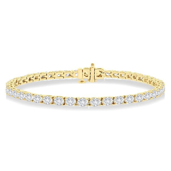 5 1/2 Ctw East West Oval Cut Diamond Fashion Tennis bracelet in 14K Yellow Gold