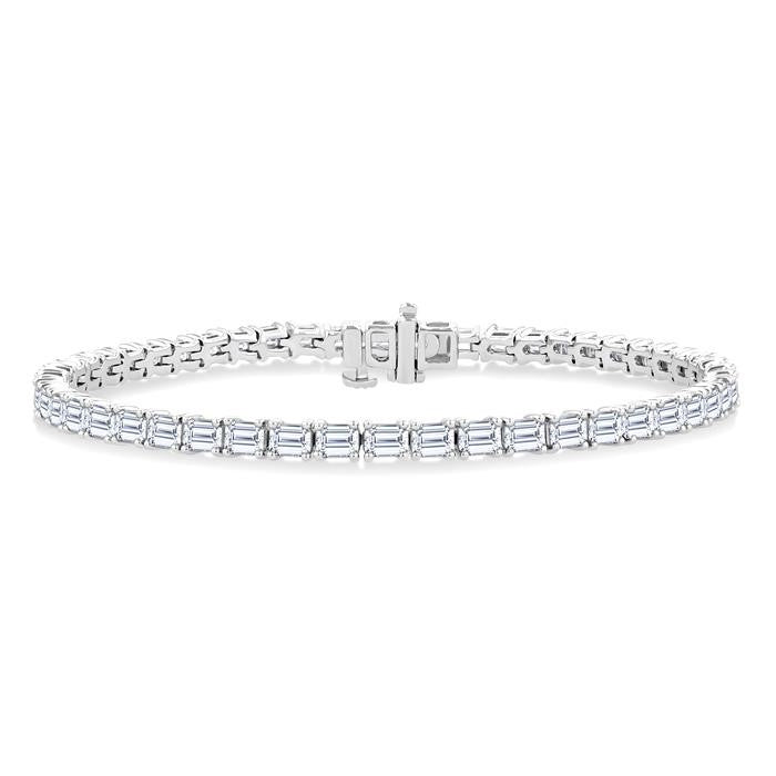 6 Ctw East West Emerald Cut Diamond Fashion Tennis Bracelet in 14K White Gold
