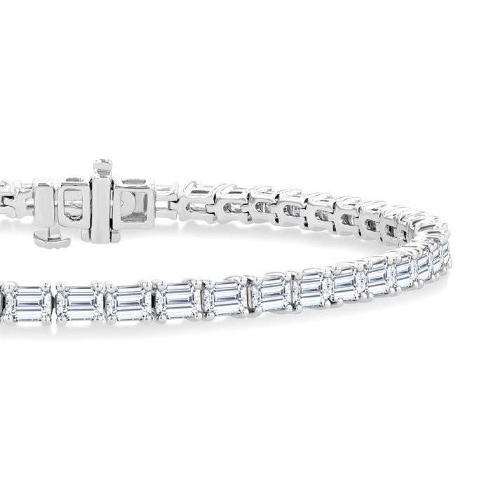 6 Ctw East West Emerald Cut Diamond Fashion Tennis Bracelet in 14K White Gold