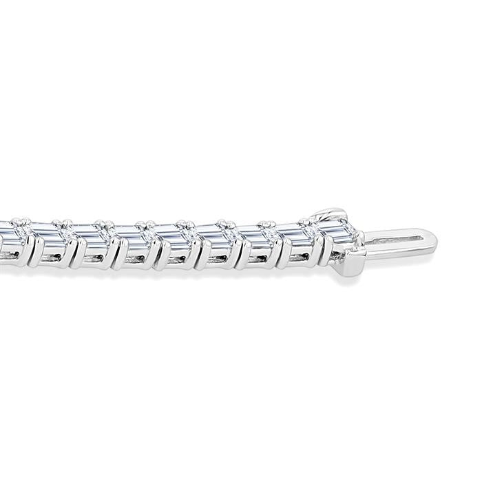 6 Ctw East West Emerald Cut Diamond Fashion Tennis Bracelet in 14K White Gold