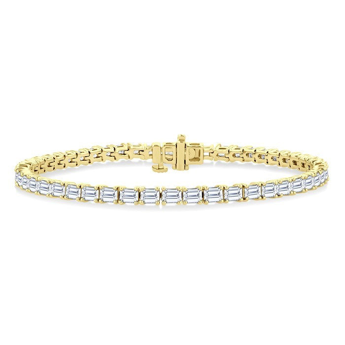 6 Ctw East West Emerald Cut Diamond Fashion Tennis Bracelet in 14K Yellow Gold