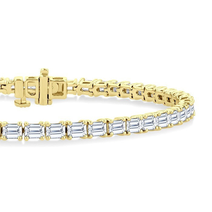 6 Ctw East West Emerald Cut Diamond Fashion Tennis Bracelet in 14K Yellow Gold