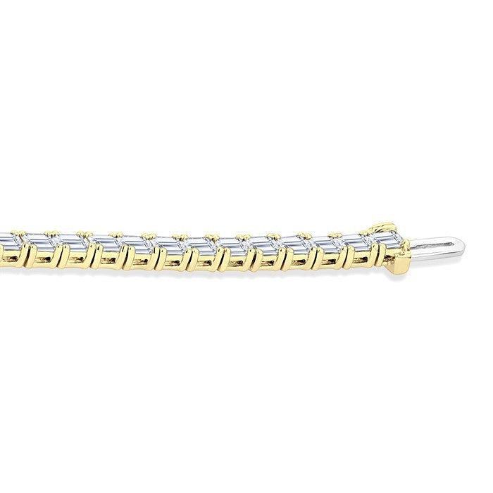 6 Ctw East West Emerald Cut Diamond Fashion Tennis Bracelet in 14K Yellow Gold