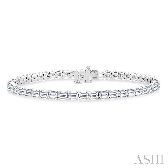 6 Ctw East West Emerald Cut Diamond Fashion Tennis Bracelet in 14K White Gold