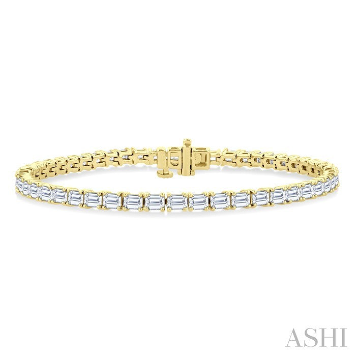 6 Ctw East West Emerald Cut Diamond Fashion Tennis Bracelet in 14K Yellow Gold
