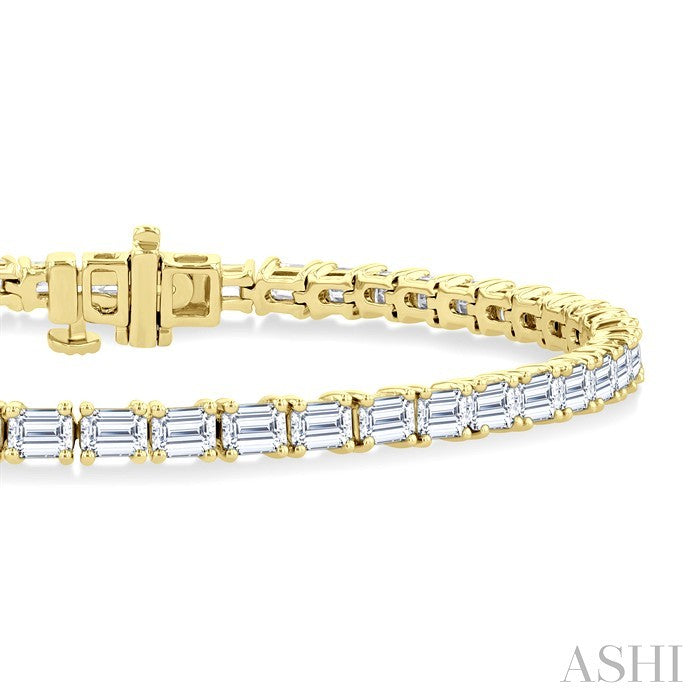 6 Ctw East West Emerald Cut Diamond Fashion Tennis Bracelet in 14K Yellow Gold