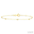 1/10 Ctw Round Cut Diamond Paperclip Station Bracelet in 14K Yellow Gold