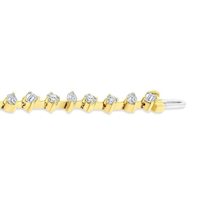 3 1/2 Ctw Mixed Shape Fusion Diamond Fashion Bracelet in 14K Yellow Gold