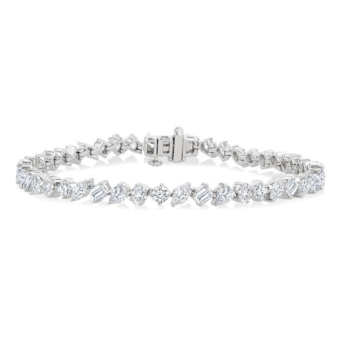 5 3/4 Ctw Mixed Shape Cut Diamond Fashion Bracelet in 14K White Gold