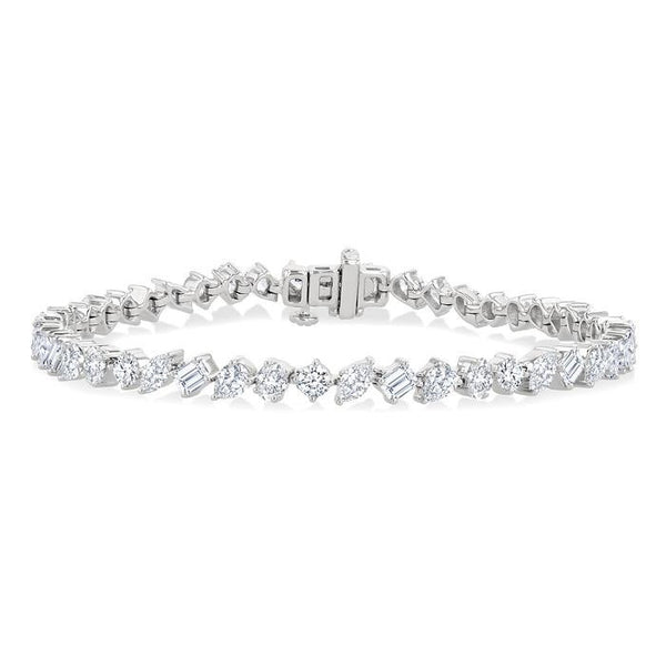 5 3/4 Ctw Mixed Shape Cut Diamond Fashion Bracelet in 14K White Gold