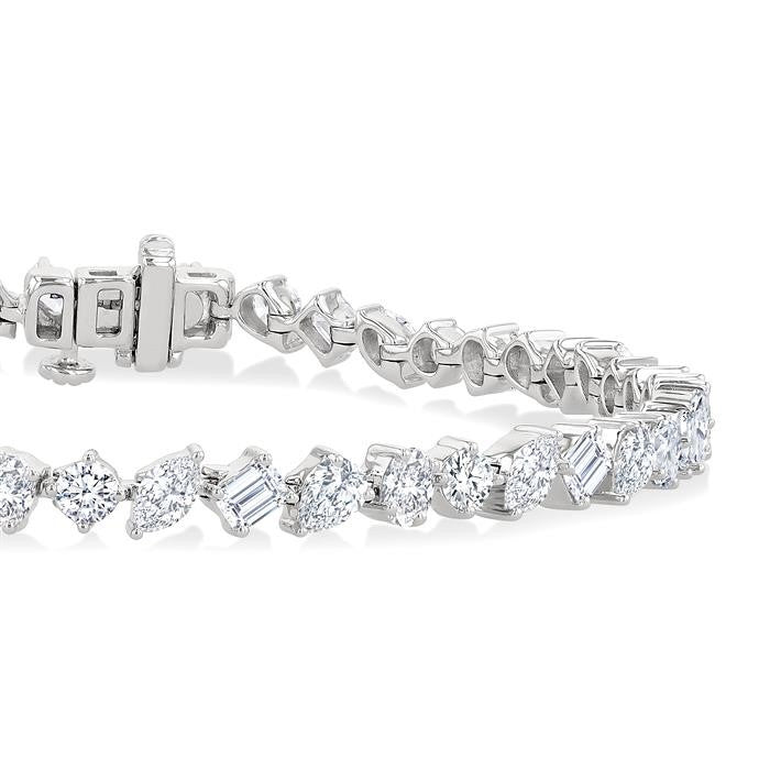 5 3/4 Ctw Mixed Shape Cut Diamond Fashion Bracelet in 14K White Gold
