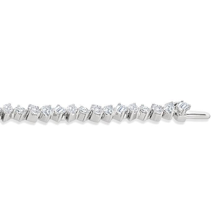5 3/4 Ctw Mixed Shape Cut Diamond Fashion Bracelet in 14K White Gold