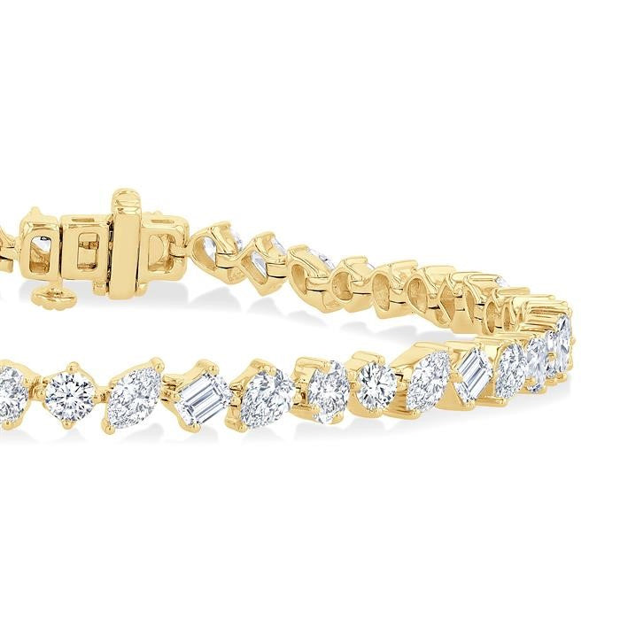 5 3/4 Ctw Mixed Shape Cut Diamond Fashion Bracelet in 14K Yellow Gold