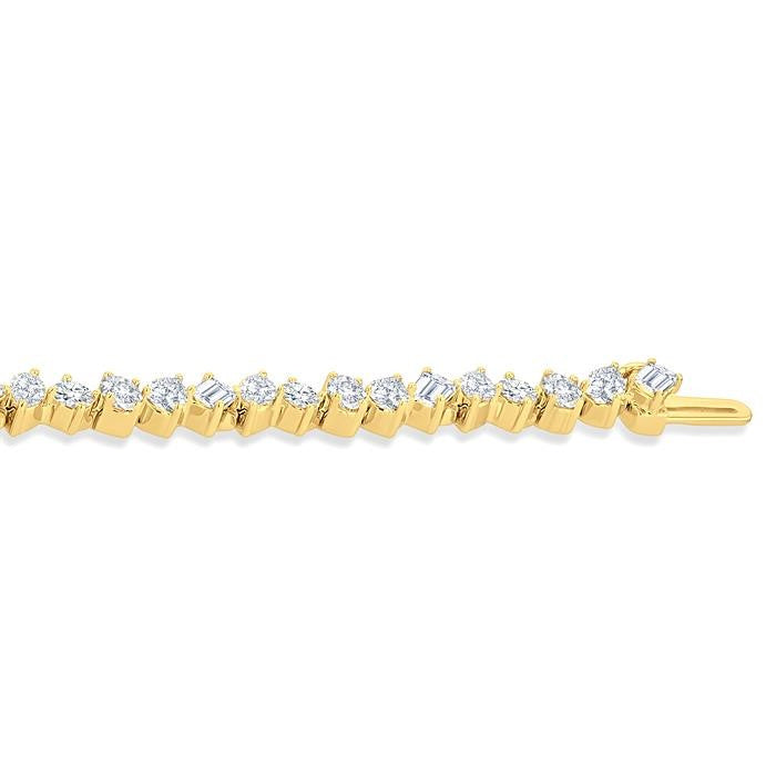 5 3/4 Ctw Mixed Shape Cut Diamond Fashion Bracelet in 14K Yellow Gold
