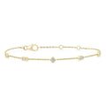 1/3 Ctw Mixed Shape Bezel Set Round Cut Diamond Station Chain Bracelet in 14K Yellow Gold