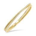 1 Ctw Dual Row Round Cut Diamond Fashion Flex Bangle in 14K Yellow Gold