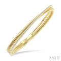 1 Ctw Dual Row Round Cut Diamond Fashion Flex Bangle in 14K Yellow Gold