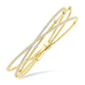2 Ctw Triple Row Round Cut Diamond Flex Bangle in 14K Yellow Gold