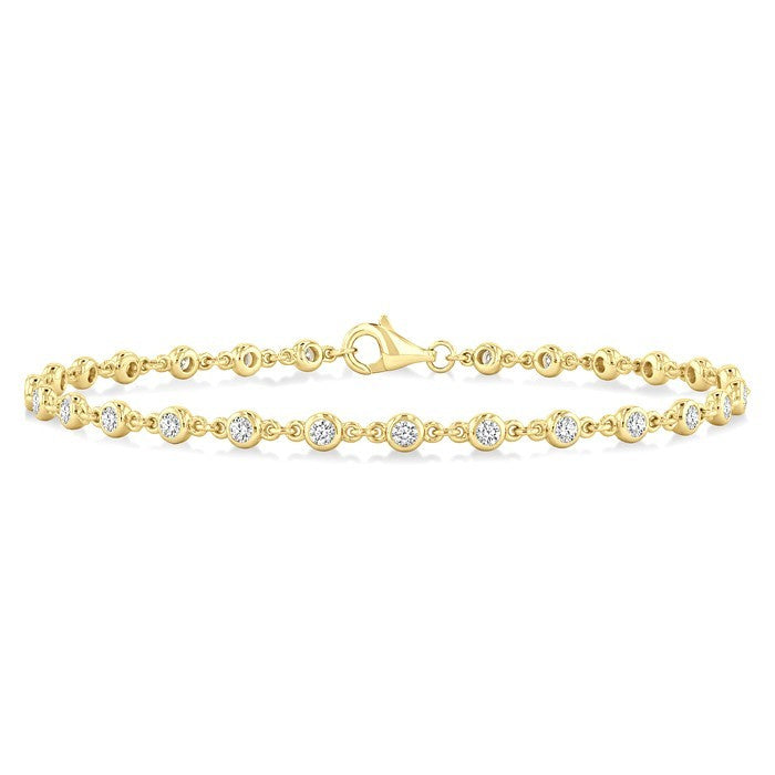 1 Ctw Bezel Set Round Cut Diamond Station Bracelet in 14K Yellow Gold