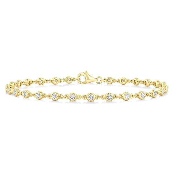 1 Ctw Bezel Set Round Cut Diamond Station Bracelet in 14K Yellow Gold