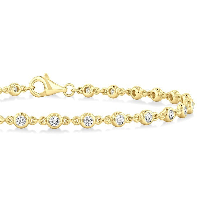 1 Ctw Bezel Set Round Cut Diamond Station Bracelet in 14K Yellow Gold
