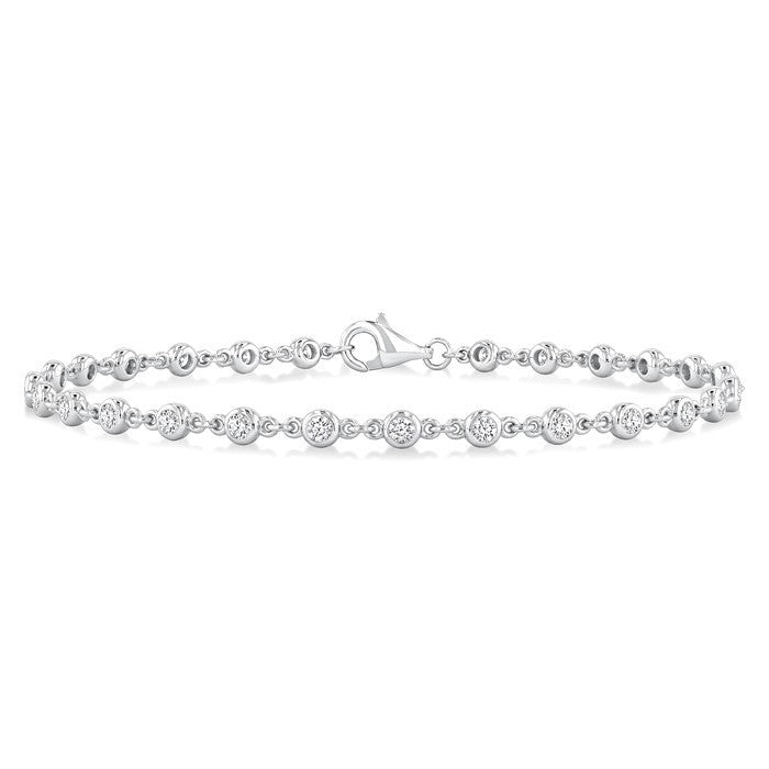1 Ctw Bezel Set Round Cut Diamond Station Bracelet in Platinum
