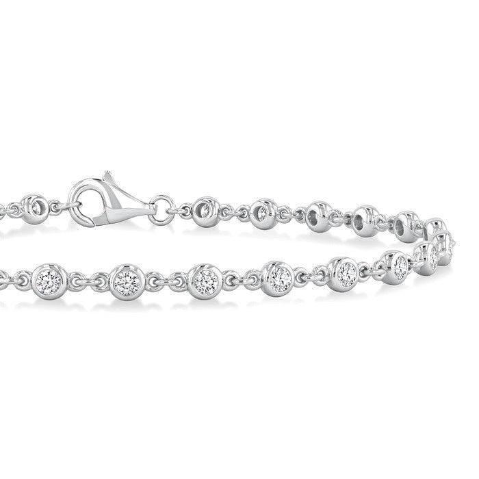1 Ctw Bezel Set Round Cut Diamond Station Bracelet in Platinum