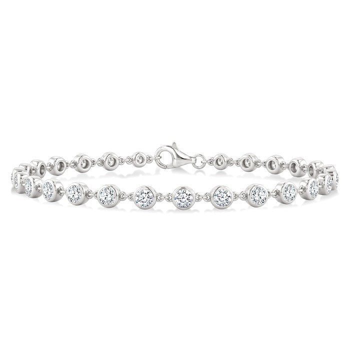 2 Ctw Bezel Set Round Cut Diamond Station Bracelet in 14K White Gold