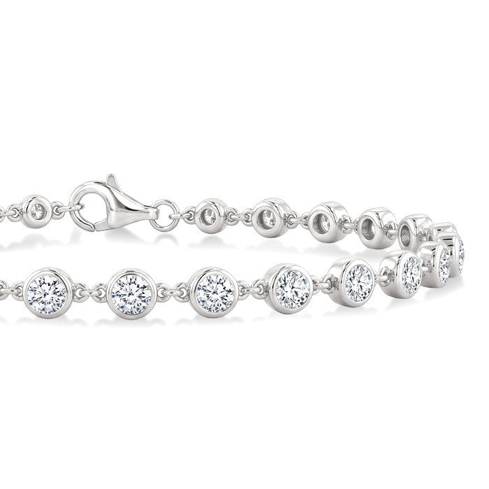 2 Ctw Bezel Set Round Cut Diamond Station Bracelet in 14K White Gold
