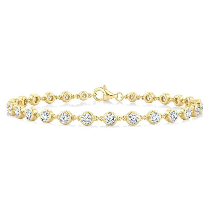 2 Ctw Bezel Set Round Cut Diamond Station Bracelet in 14K Yellow Gold
