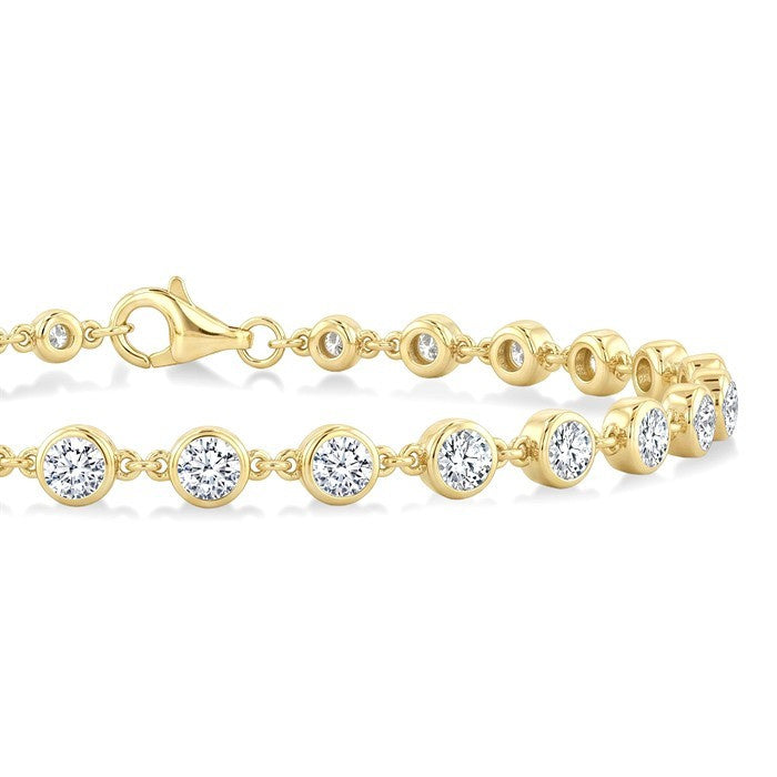 2 Ctw Bezel Set Round Cut Diamond Station Bracelet in 14K Yellow Gold