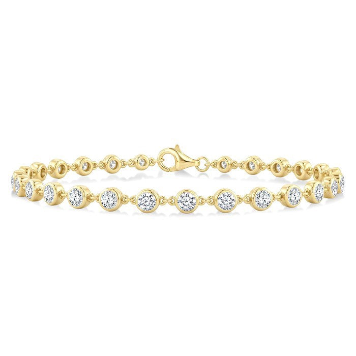 2 Ctw Bezel Set Round Cut Diamond Station Bracelet in 14K Yellow Gold