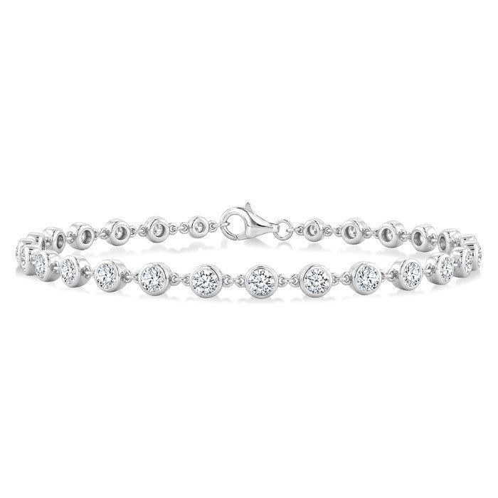 2 Ctw Bezel Set Round Cut Diamond Station Bracelet in Platinum