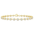 3 Ctw Bezel Set Round Cut Diamond Station Bracelet in 14K Yellow Gold
