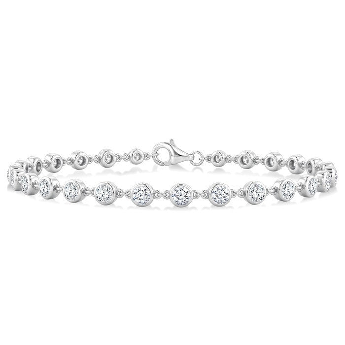 3 Ctw Bezel Set Round Cut Diamond Station Bracelet in Platinum