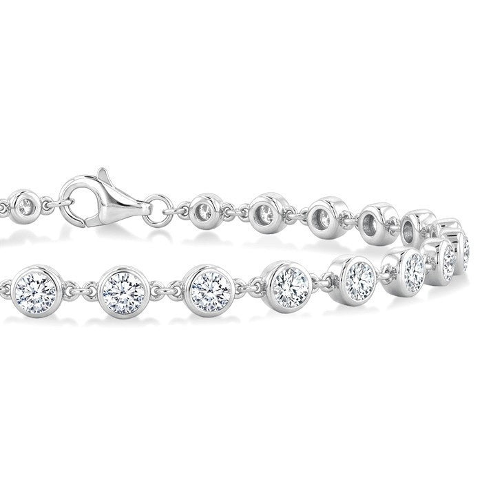 3 Ctw Bezel Set Round Cut Diamond Station Bracelet in Platinum