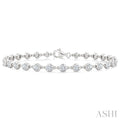 3 Ctw Bezel Set Round Cut Diamond Station Bracelet in 14K White Gold