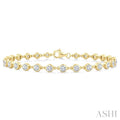 3 Ctw Bezel Set Round Cut Diamond Station Bracelet in 14K Yellow Gold