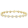 4 Ctw Bezel Set Round Cut Diamond Station Bracelet in 14K Yellow Gold