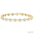 4 Ctw Bezel Set Round Cut Diamond Station Bracelet in 14K Yellow Gold