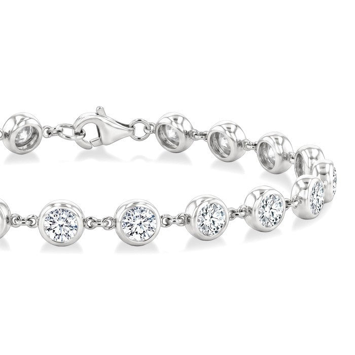 5 Ctw Bezel Set Round Cut Diamond Station Bracelet in 14K White Gold