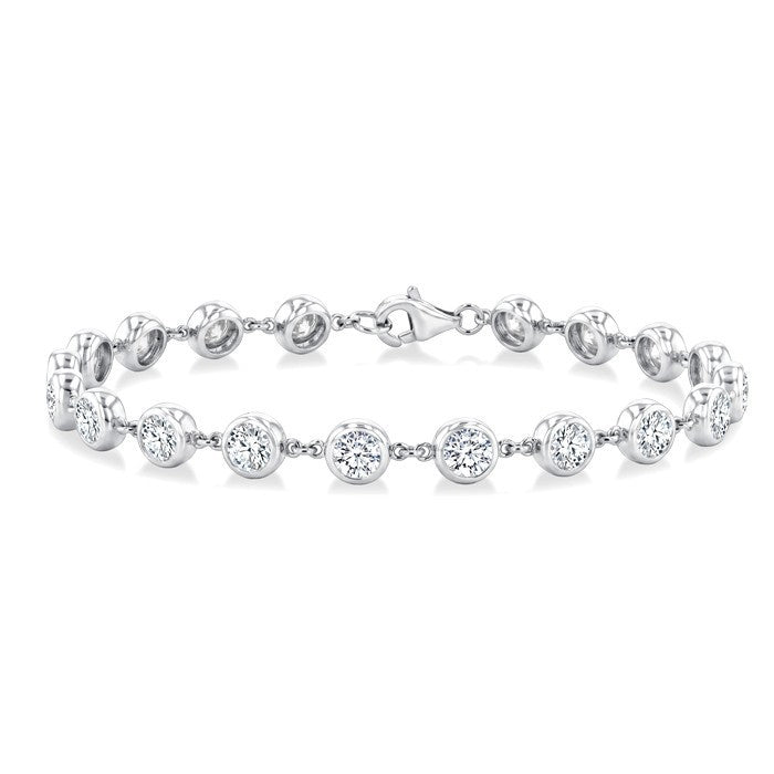 5 Ctw Bezel Set Round Cut Diamond Station Bracelet in Platinum