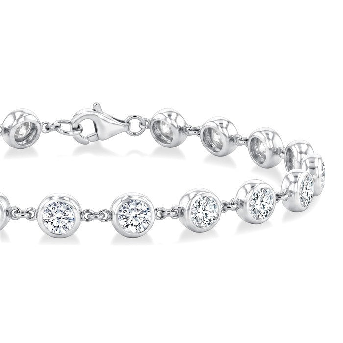 5 Ctw Bezel Set Round Cut Diamond Station Bracelet in Platinum