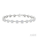 5 Ctw Bezel Set Round Cut Diamond Station Bracelet in 14K White Gold