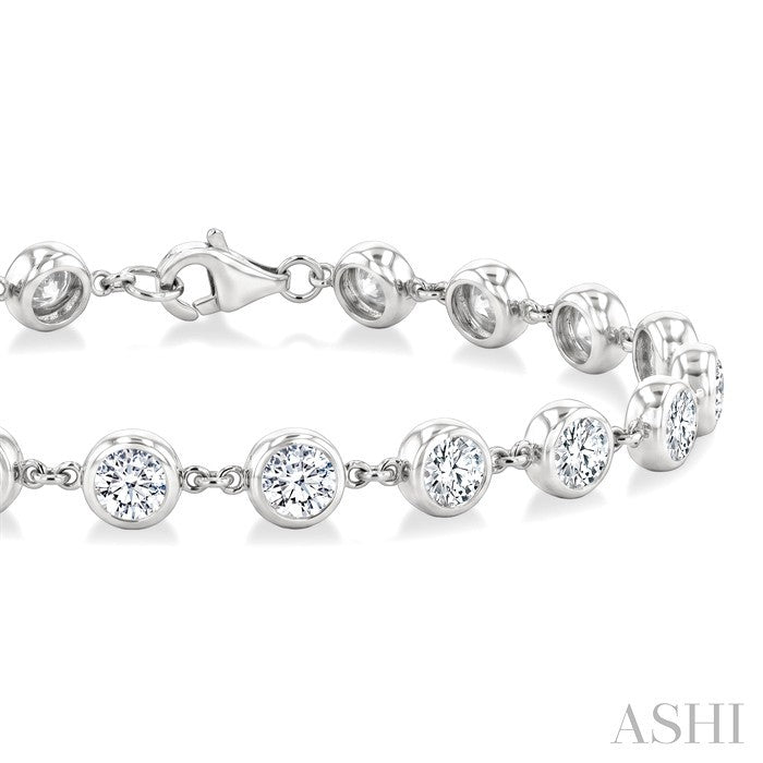5 Ctw Bezel Set Round Cut Diamond Station Bracelet in 14K White Gold