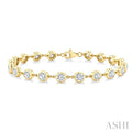 5 Ctw Bezel Set Round Cut Diamond Station Bracelet in 14K Yellow Gold