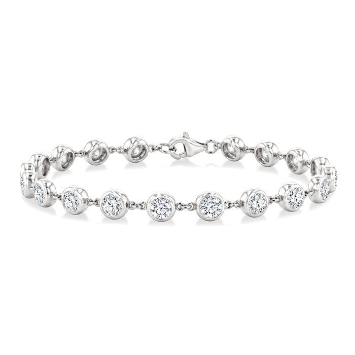 1/2 Ctw Bezel Set Round Cut Diamond Station Bracelet in 14K White Gold
