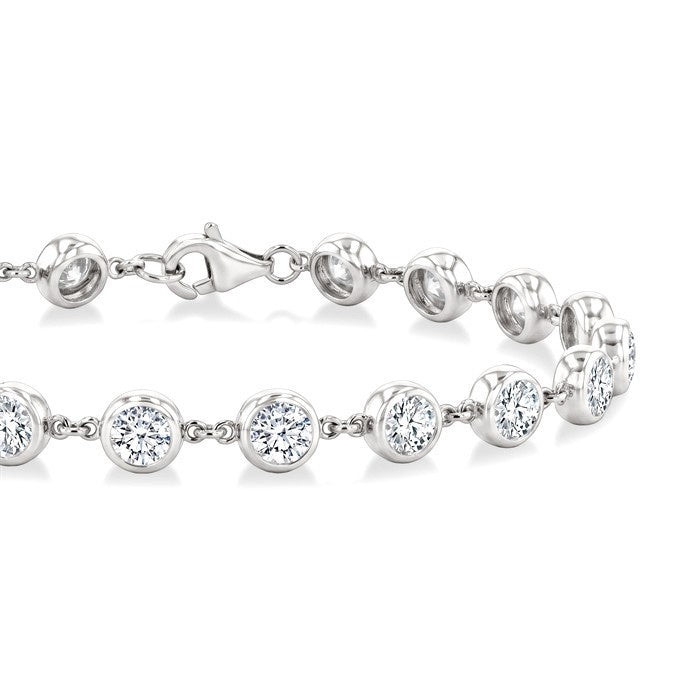 1/2 Ctw Bezel Set Round Cut Diamond Station Bracelet in 14K White Gold