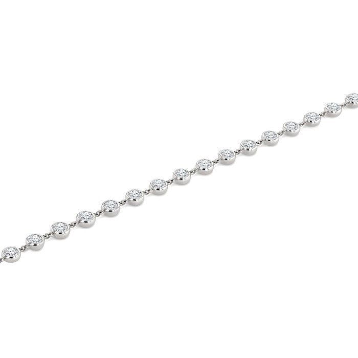 1/2 Ctw Bezel Set Round Cut Diamond Station Bracelet in 14K White Gold